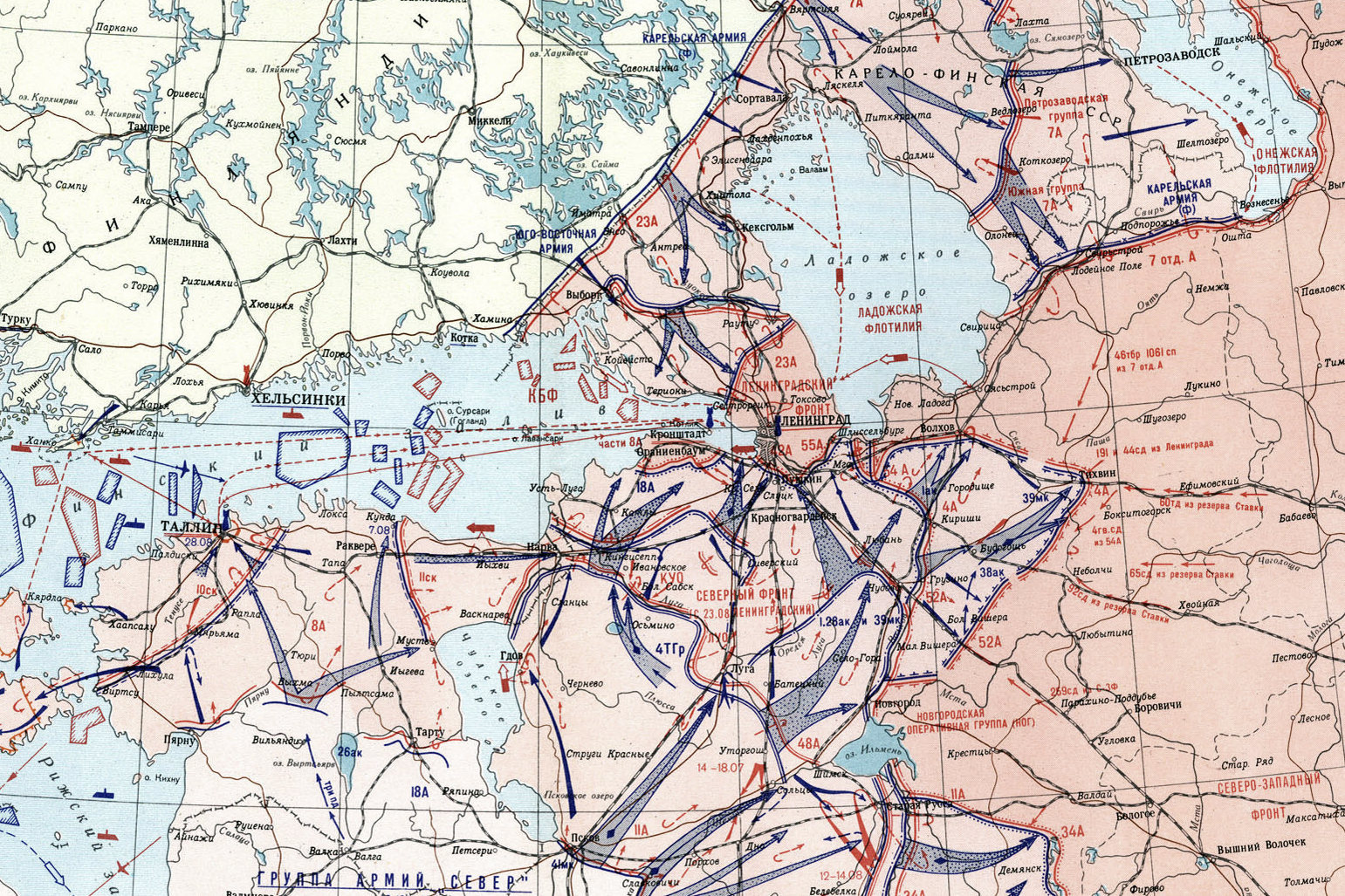 Карта наступления немецких войск на ленинград